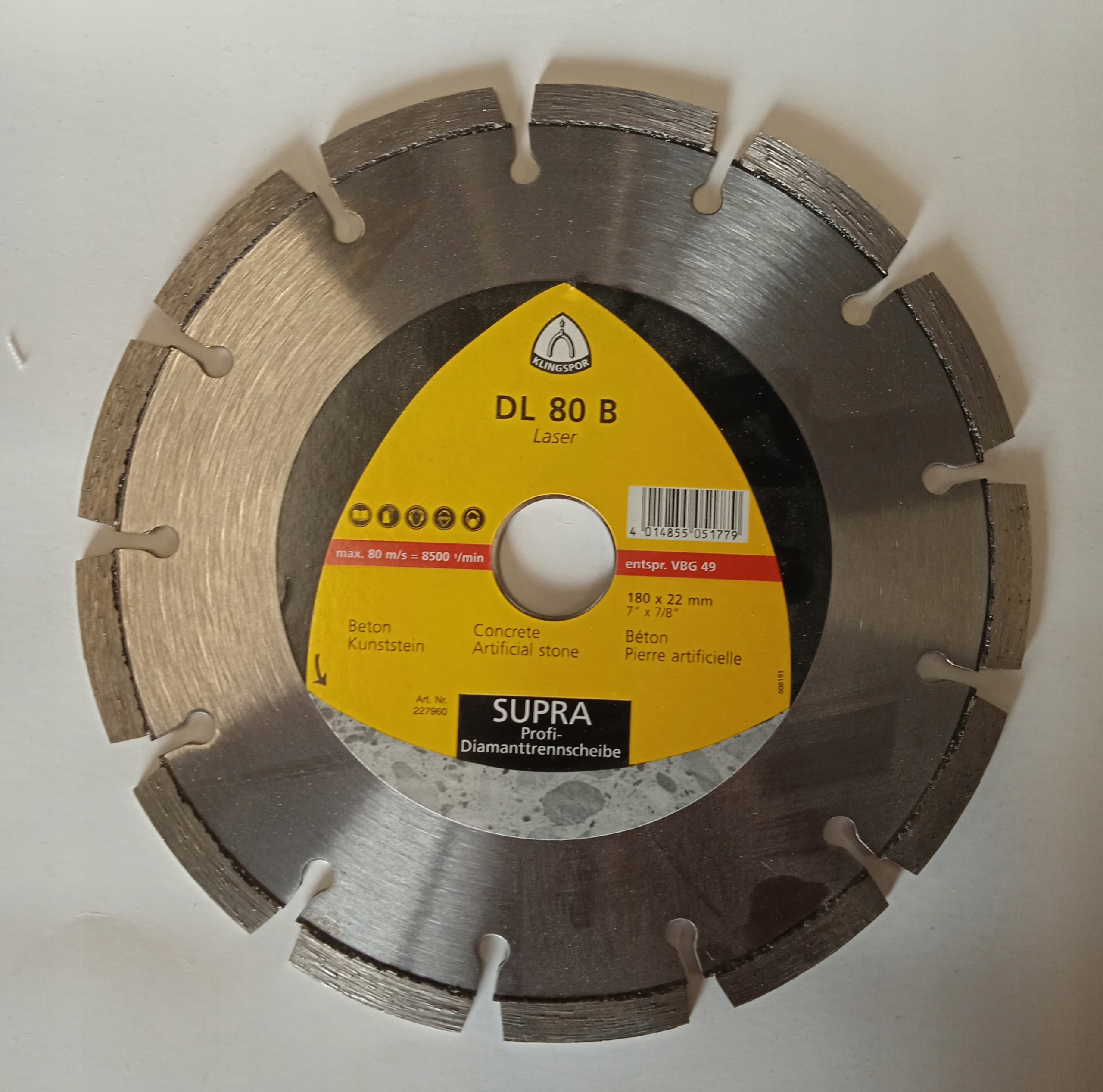 piła diamentowa 180x22mm 7"7/8" DL80B KL