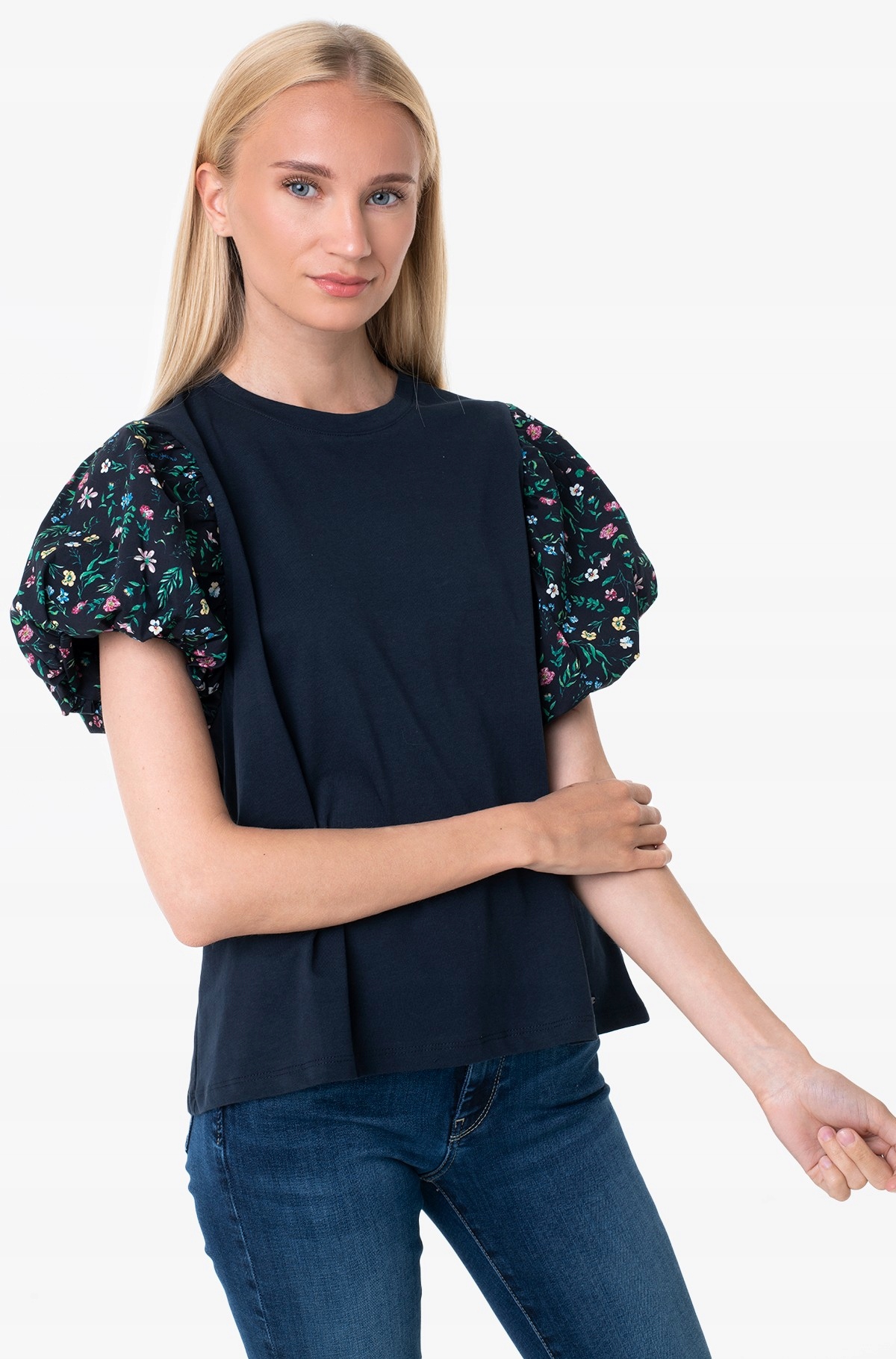 Pepe Jeans Z Bavlny S Květinovými Balónkovými Rukávy Xs Xta