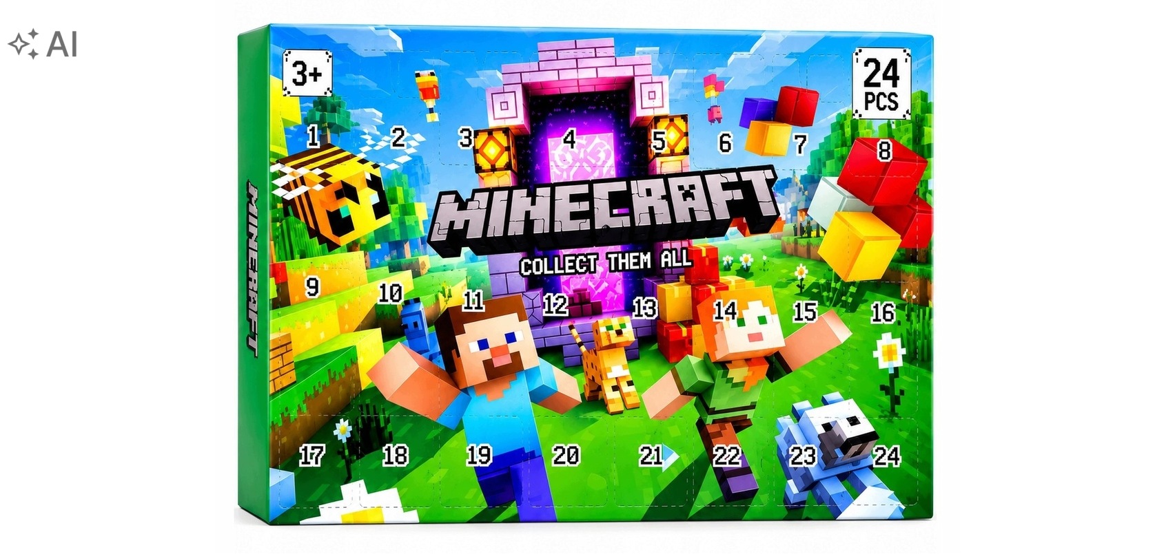 Адвент-календарь Minecraft, 24 коллекционные фигурки, от 3 лет — фото 2