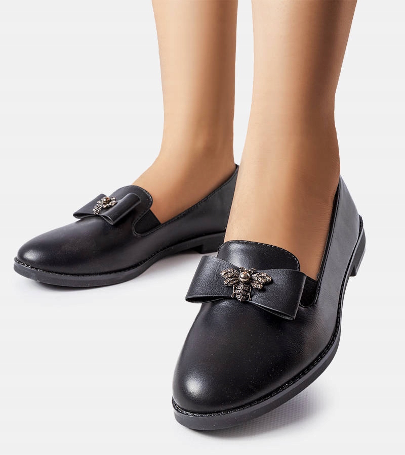 Czarne ozdobne mokasyny Ila rozmiar 36