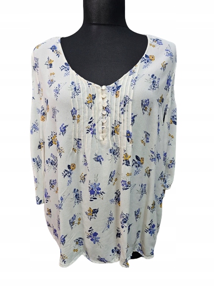 Bonmarche bluzka biała kwiaty fioletowe maxi 52