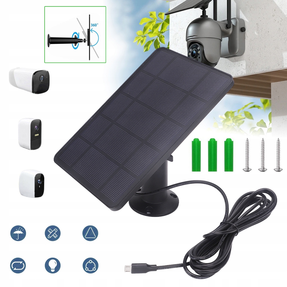 4W PANELE SŁONECZNE DO BEZPRZEWODOWEJ KAMERY MONITORUJĄCEJ, WODOODPORNY