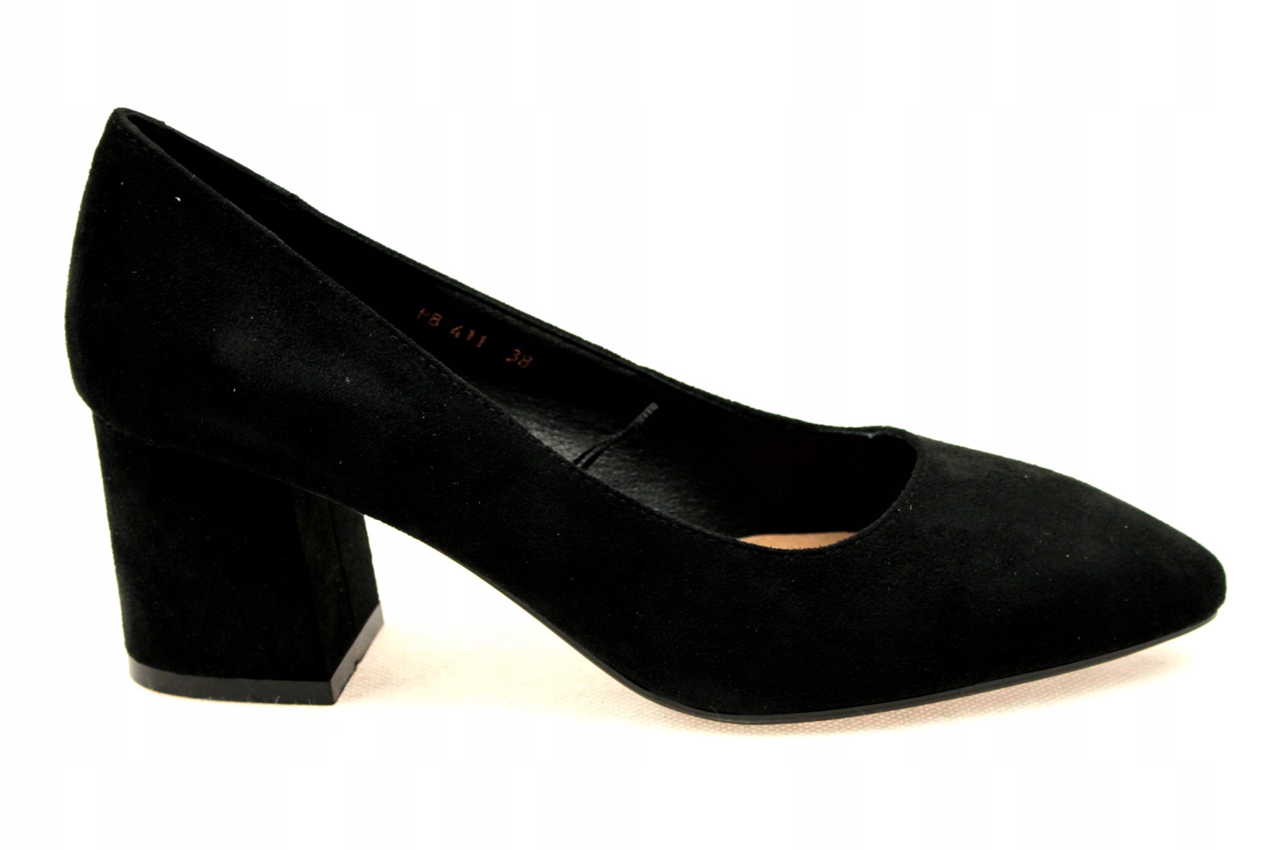 

Czółenka Czarne Klocek Zamsz R.39 K