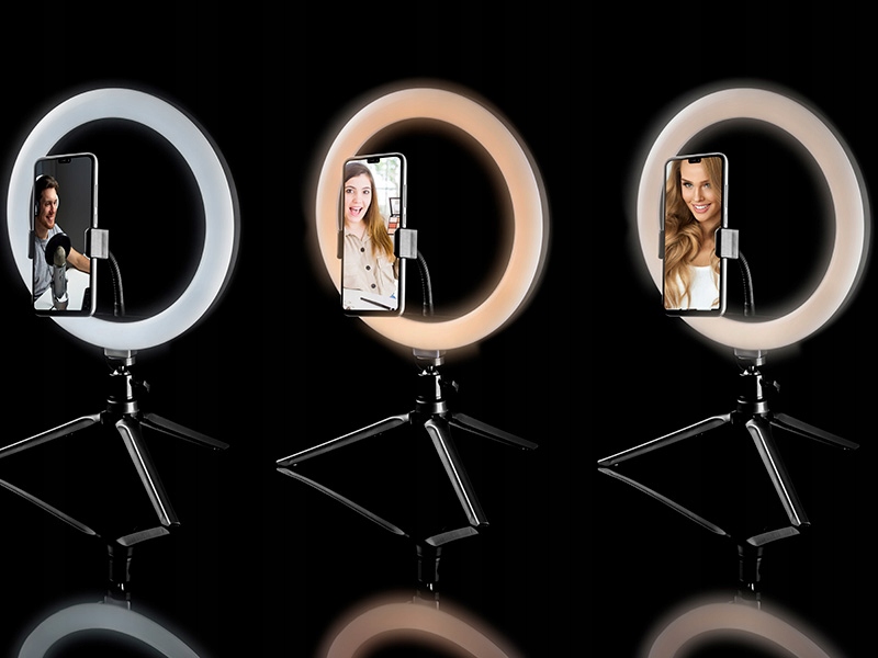 LAMPA PIERŚCIENIOWA 2800-7000K RGB 1700LM 9CM STATYW YOUTUBE TIK TOK VLOG Model TRAOSW46807