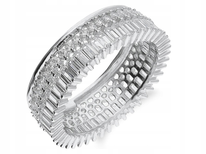 Stříbrný prstýnek 925 široký s kameny 18 vel. stylový pro ni dárek