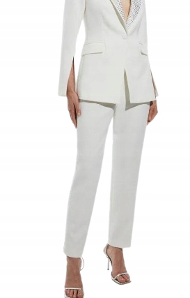 Karen Millen Tall Elegantní Bílé Rovné Kalhoty Se Zirkony 38 B1F