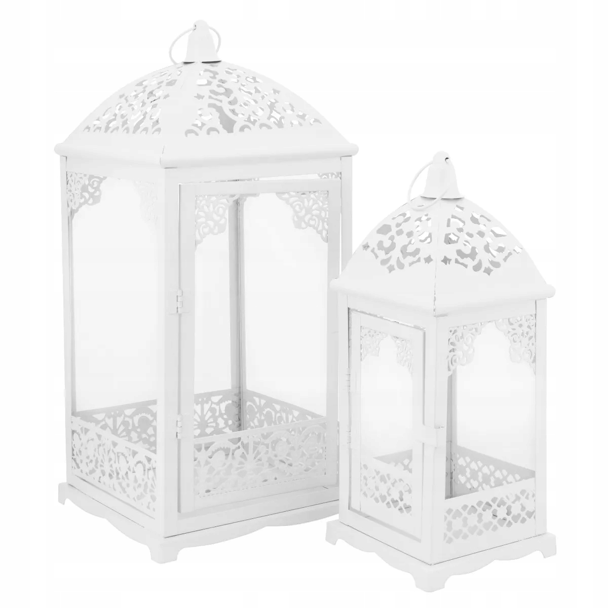 Zestaw 2 sztuk lampion latarenka dekoracyjna biała Altom Design 31/42 cm