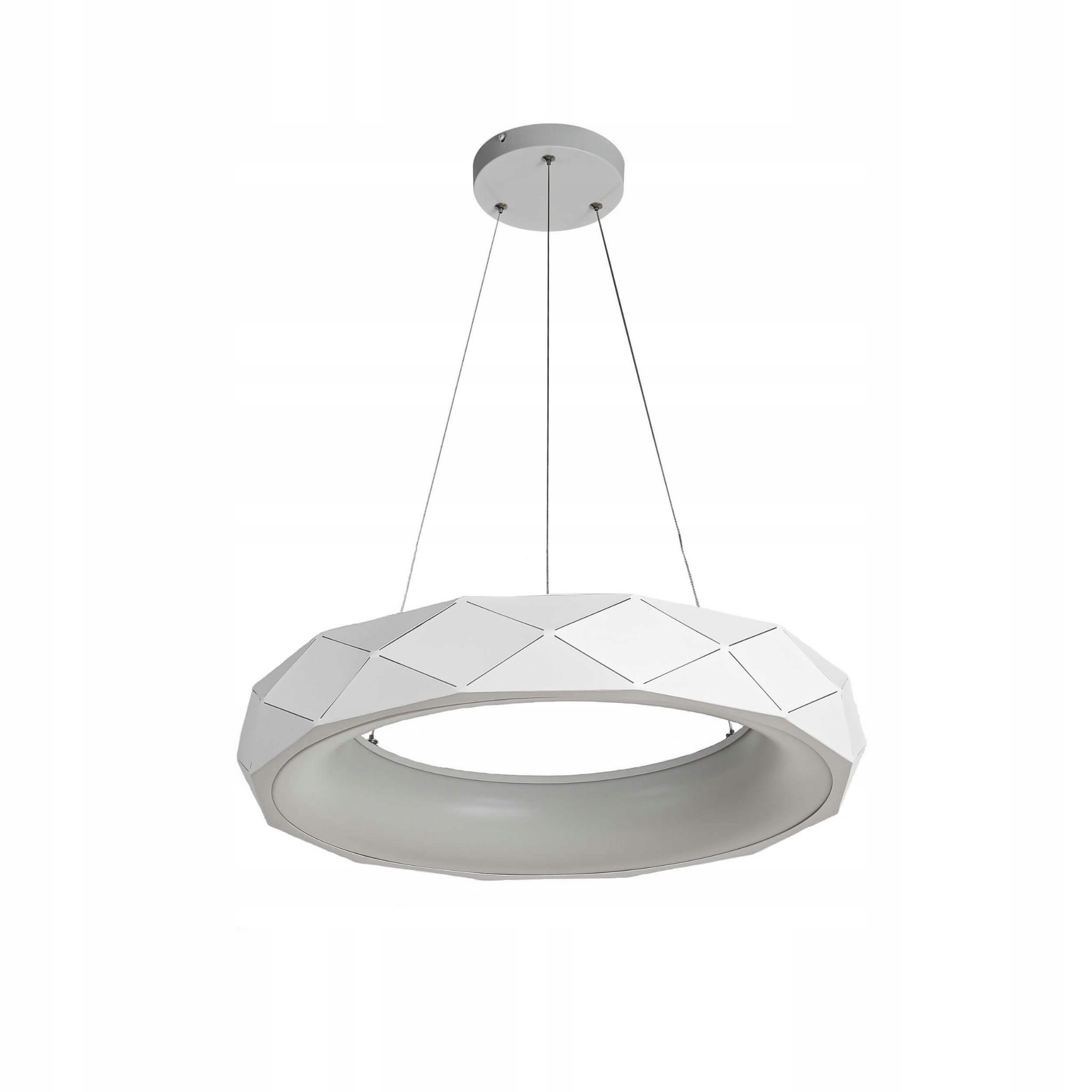 Biała lampa wisząca Reus Led geometryczny, ażurowy klosz 36W Light Prestig