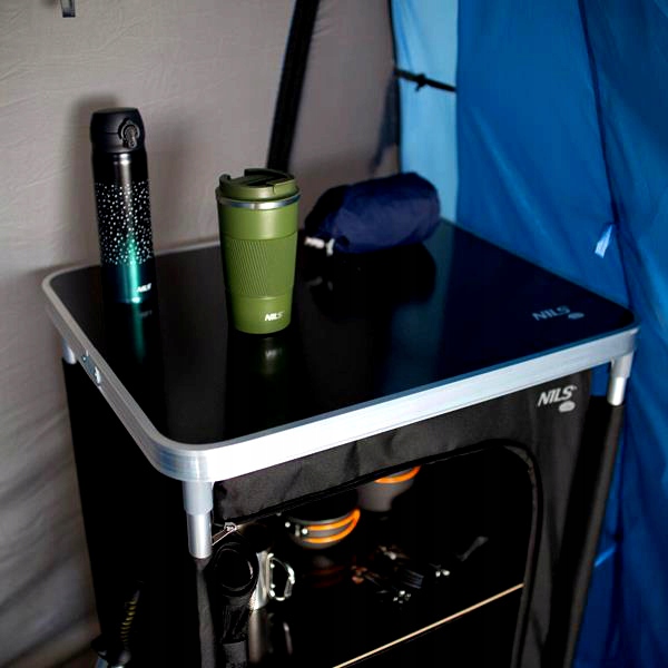 Szafka Turystyczna Z Blatem Do Namiotu Kempingowa NILS Kolor dominujący czarny