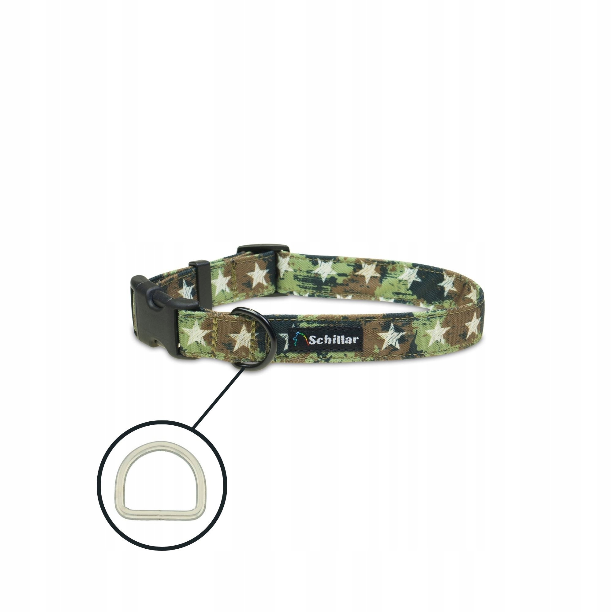 Levně Obojek na sponu pro velkého psa barevný military star maskáčový L XL 40-60 cm