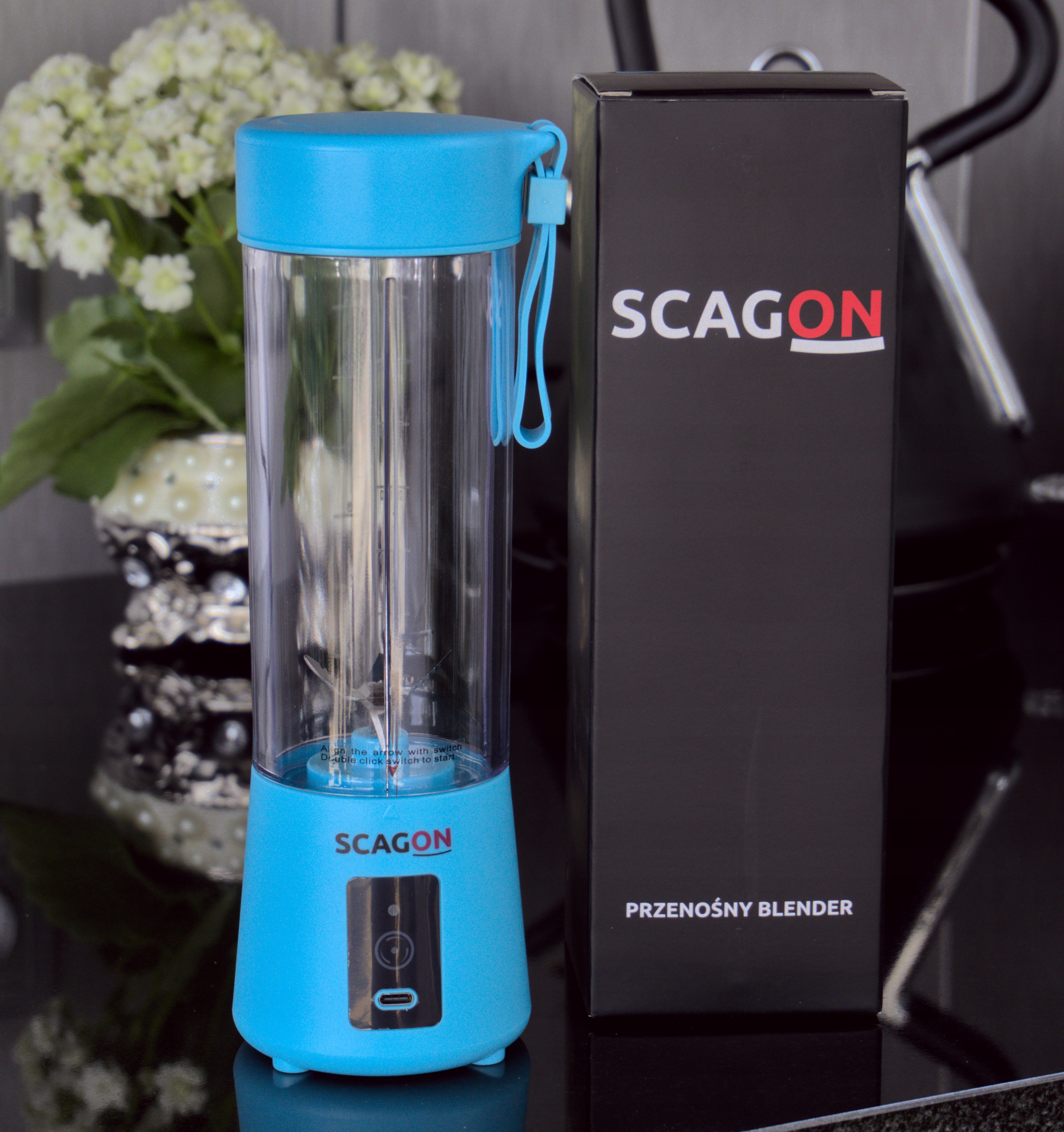 BLENDER SCAGON PRZENOŚNY KOMPAKTOWY 400 ml BIAŁY Pojemność kielicha 0.4 l