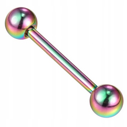 kolczyk DO JĘZYKA STAL 316L TĘCZOWY 1,6/12/5 mm