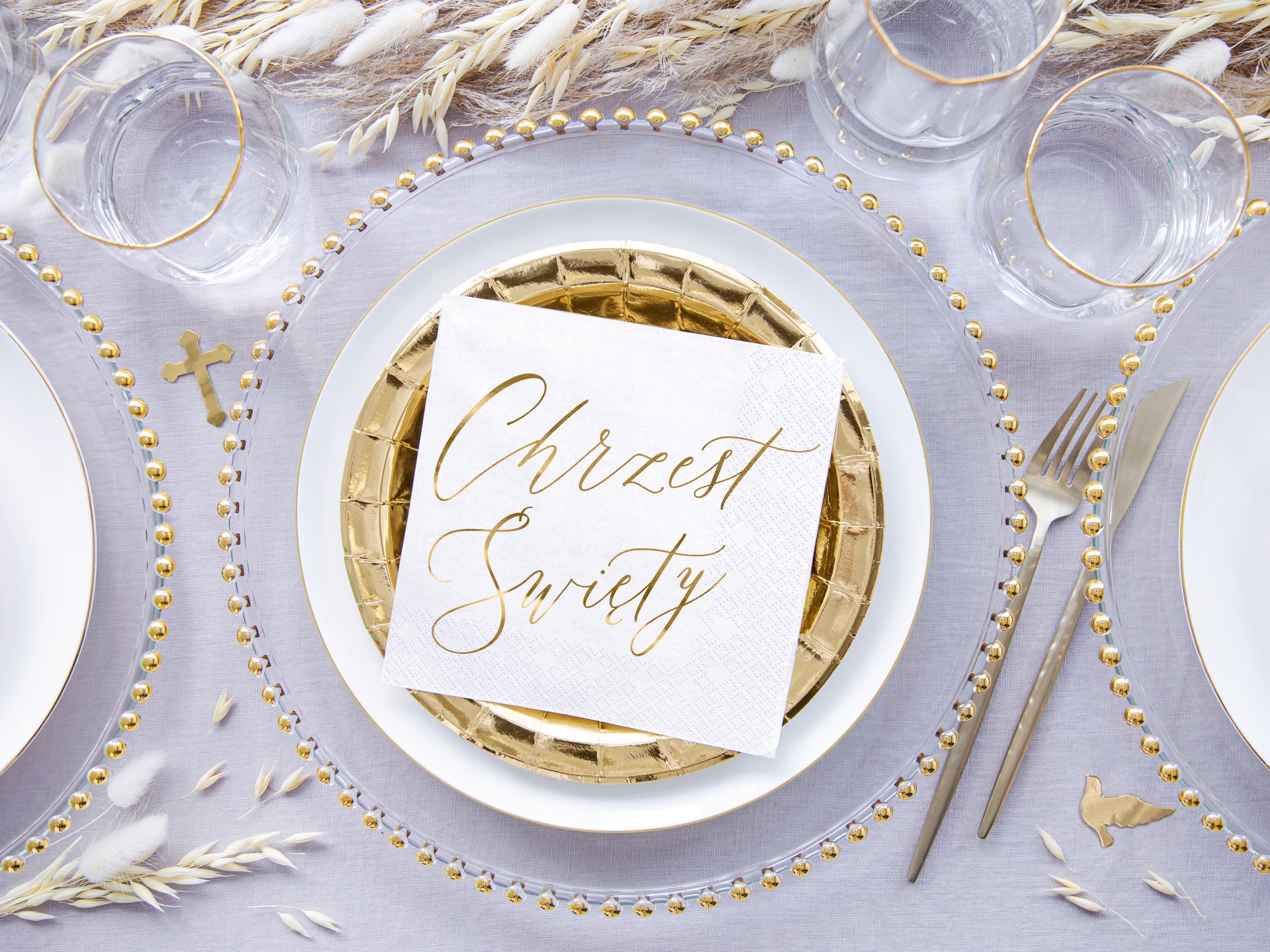 SERWETKI NA CHRZEST ŚWIĘTY 20szt białe Długość (cm) 33