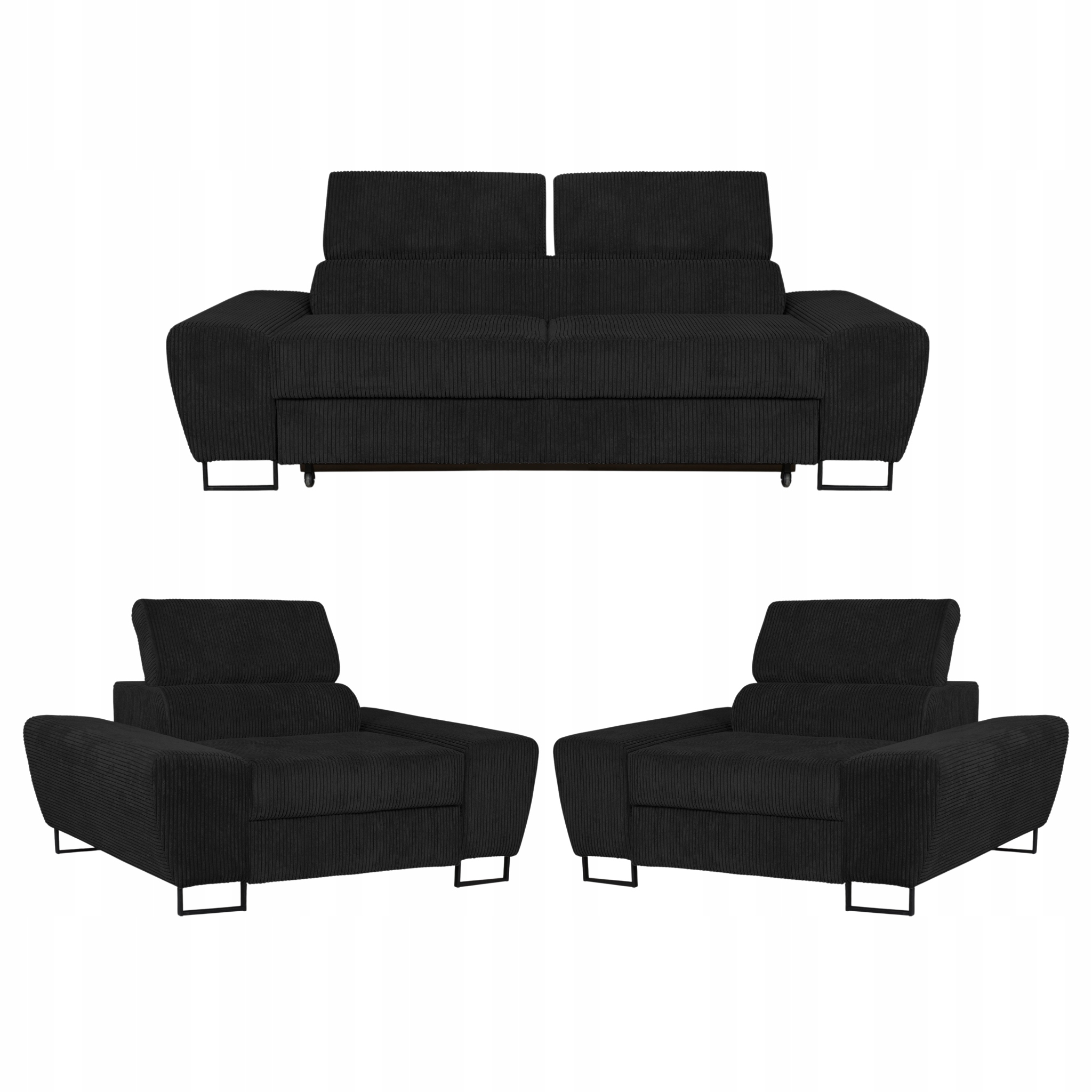 Sada sedacího nábytku do obývacího pokoje Savio Sofa 2os křesla černá Family Meble