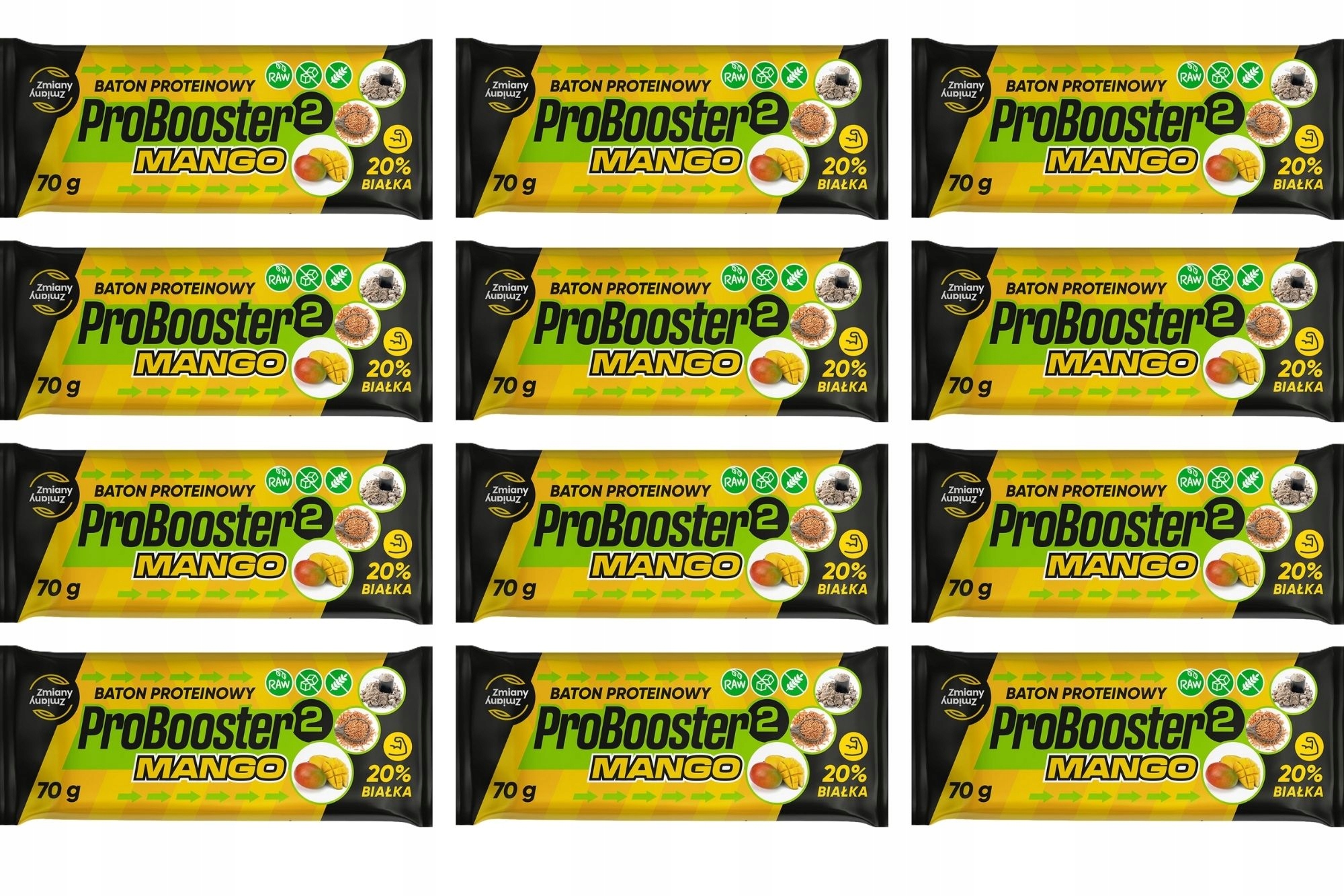 12X Proteinová Tyčinka Probooster 2 Mango 70G Bez Cukru sportovní energetická