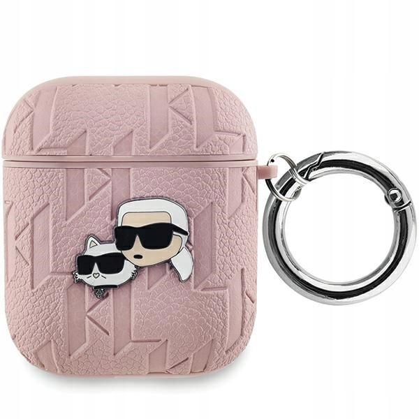 Karl Lagerfeld AirPods 1/2 cover růžová/pink Monogram Karl & Choupette Head