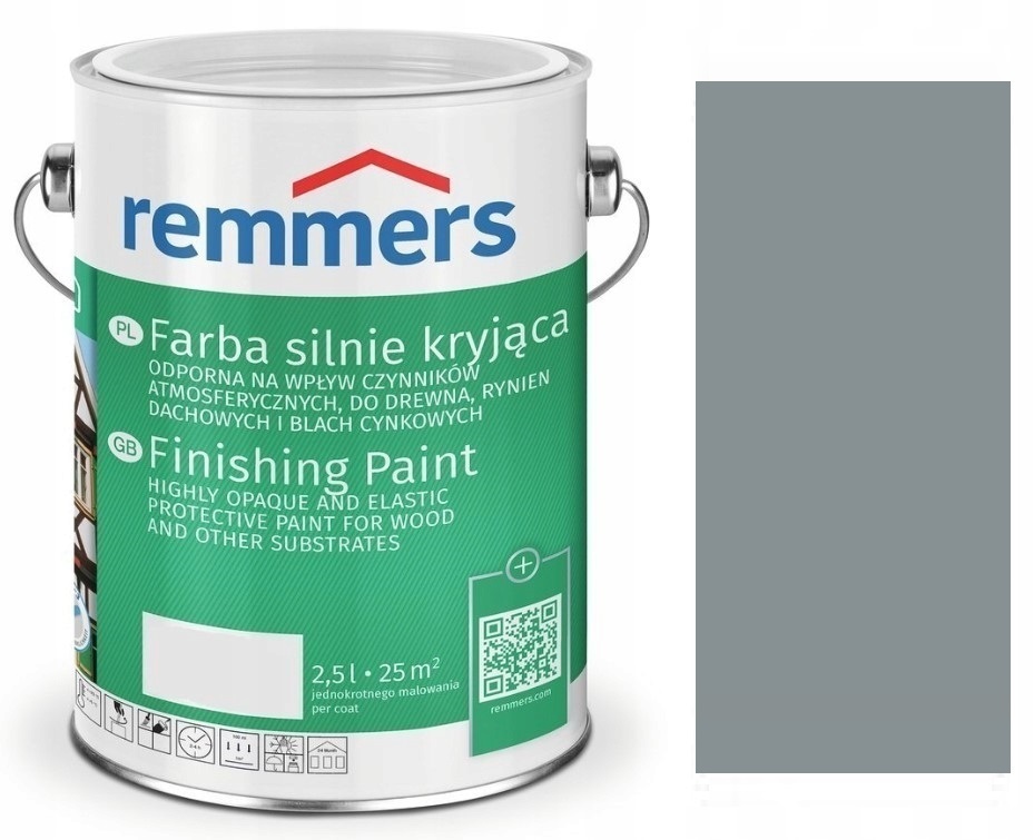 Remmers Farba Deckfarbe 2,5 L, Silno Krycia Farba Na Drevo, Tmavošedá