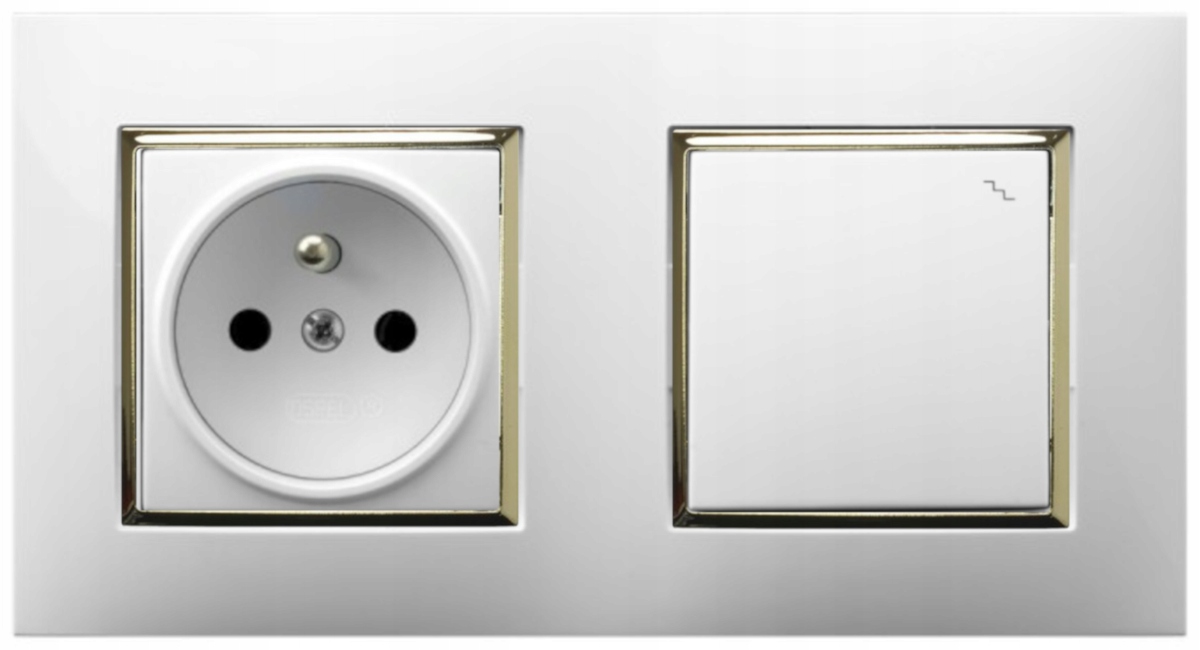 GNIAZDO Z WŁĄCZNIKIEM DO SYPIALNI BIAŁY ZŁOTY ARIA