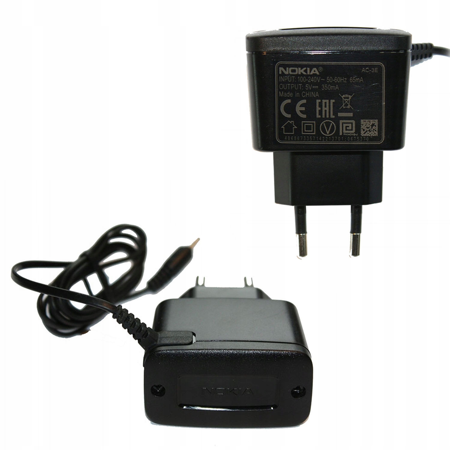 100% Oryginalna Ładowarka sieciowa Nokia AC-3E do Nokii cienki wtyk bolec