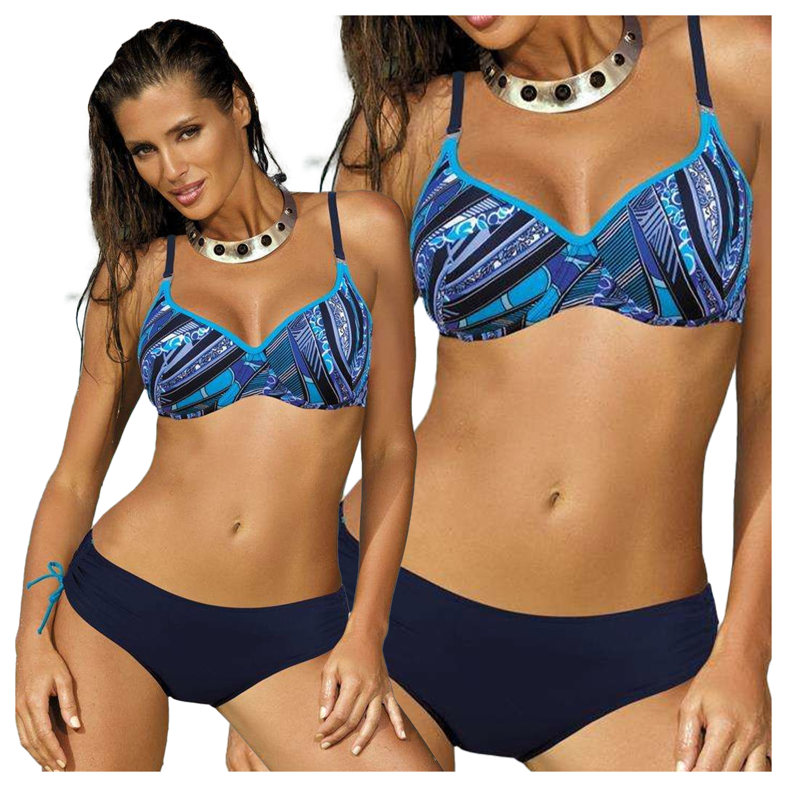 Dvoudílný plavkový kostým s velkými prsy, vyztužené košíčky, 80H/XL