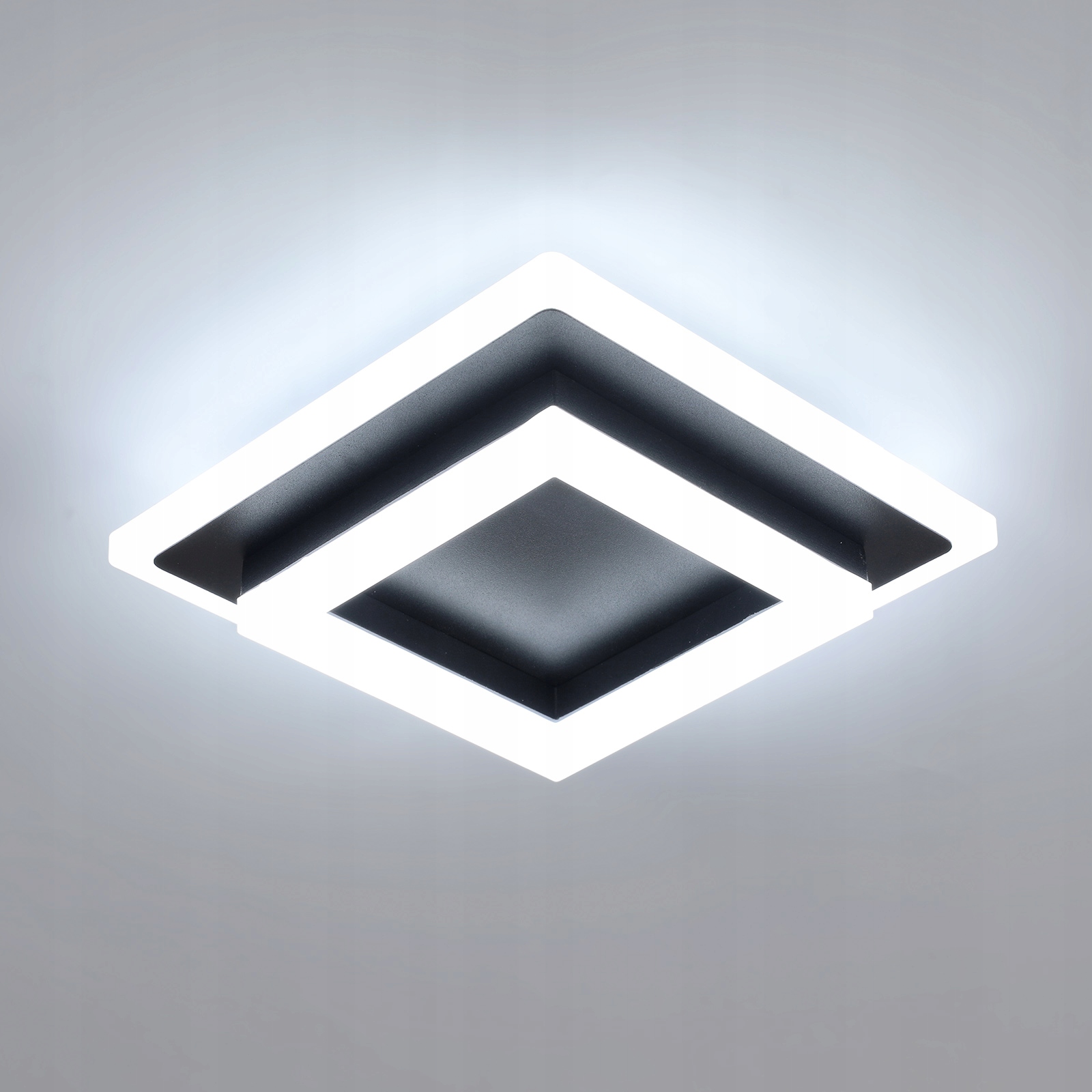 Lampa sufitowa Czarna Kwadratowa 6500K 24W Nowoczesn do Sypialni Mckalen