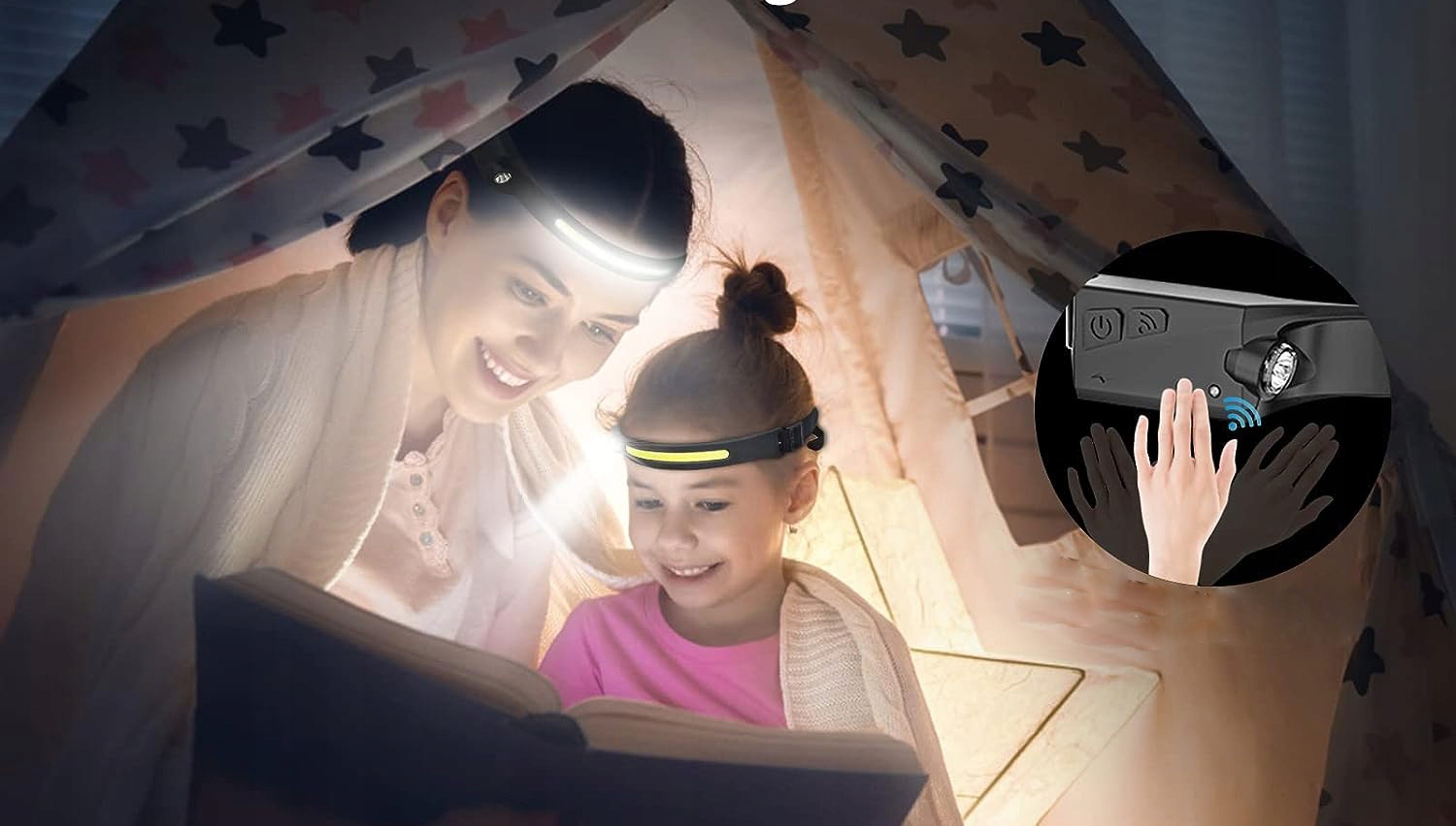 CZOŁÓWKA Latarka czołowa mocna na akumulator czujnik ruchu prezent dla taty Zasilanie akumulatorowe