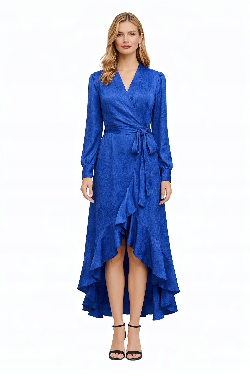 Modré Šaty S Volánem A Dlouhým Rukávem, Velikost I1A