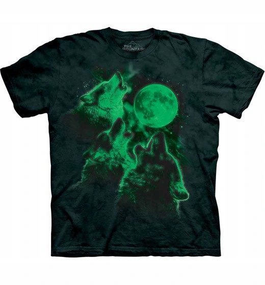 Pánské batikované triko The Mountain svítící Wolf Moon XXL