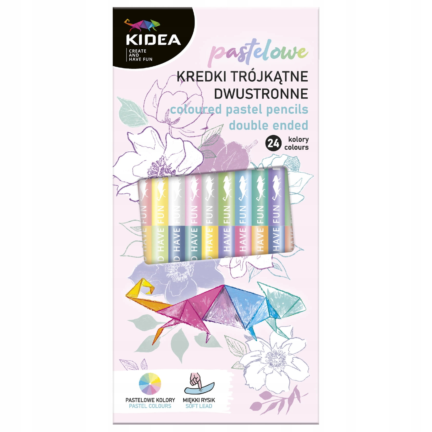 

Kredki dwustronne Pastelowe 12szt./ 24 kol. Kidea