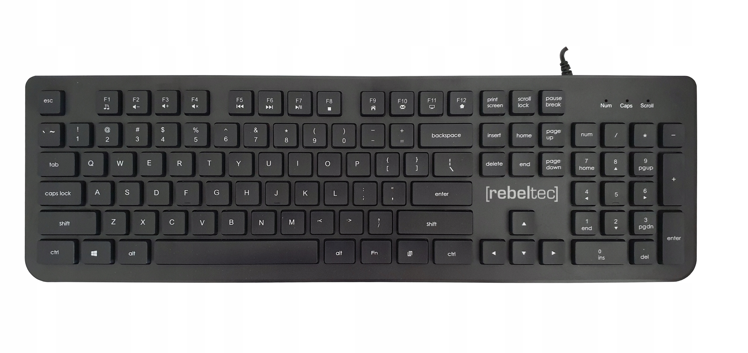 Rebeltec Klawiatura Usb full size Solidero Funkcje multimedialne