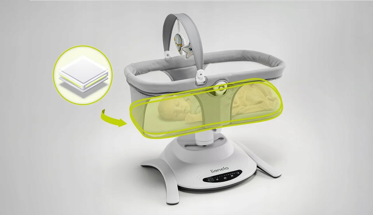 Lionelo Bella Set 2w1 Leżaczek Bujaczek Gondola Łóżeczko pilot melodie Waga dziecka 3 - 9 kg