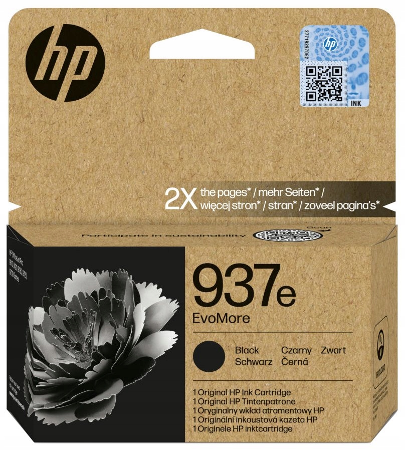 Hp 937e Černá EvoMore originální inkoustová kazeta