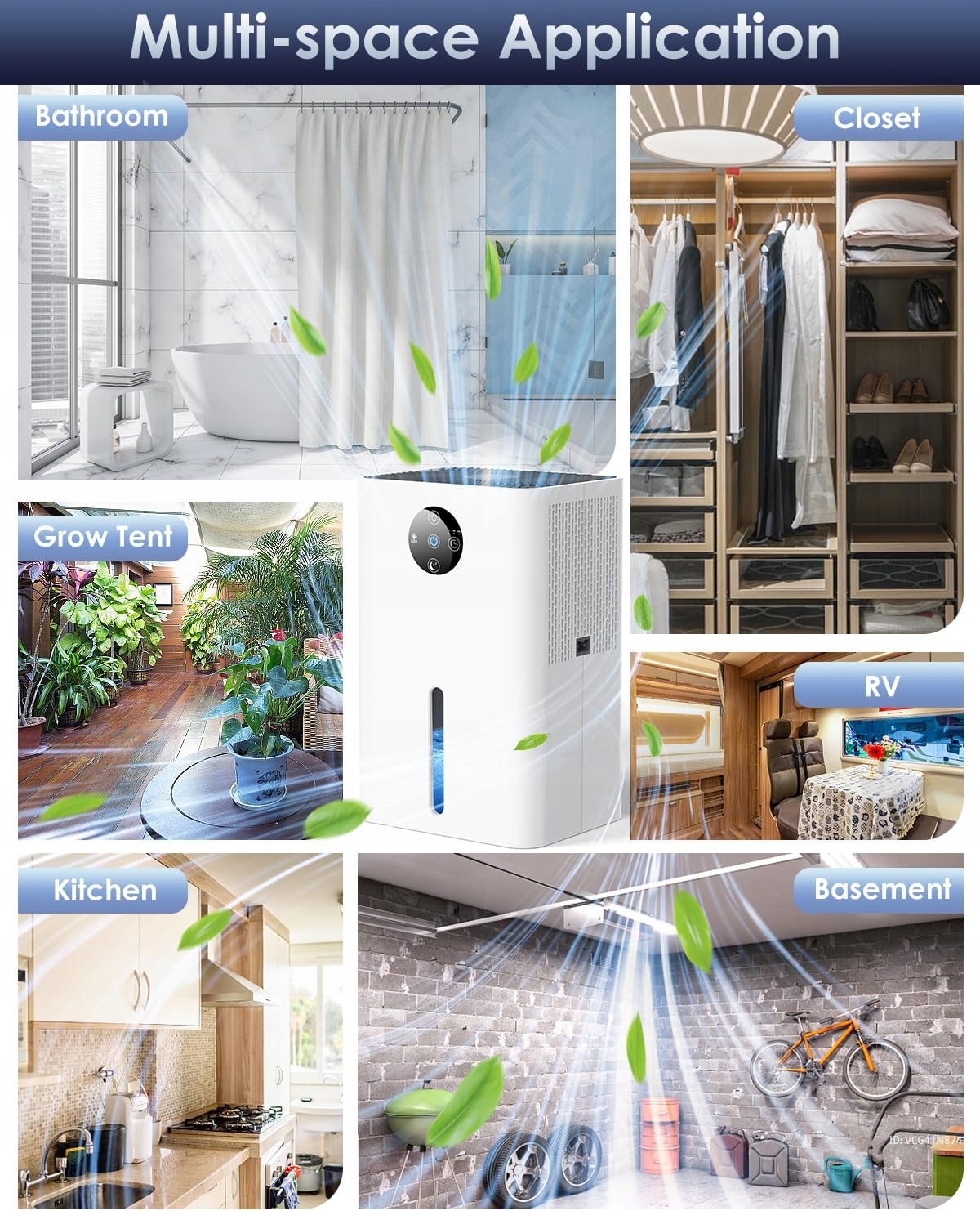 Pohlcovač vlhkosti DS01 1800ml Odvlhčovač vzduchu s Led lampou Bílý