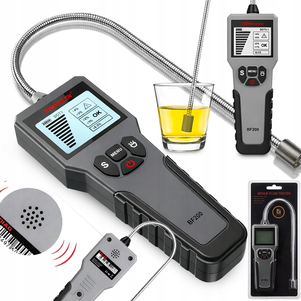 Tester Miernik Płynu Hamulcowego LCD Cyfrowy Dot 3 4 5 Z Sondą Uniwersalny