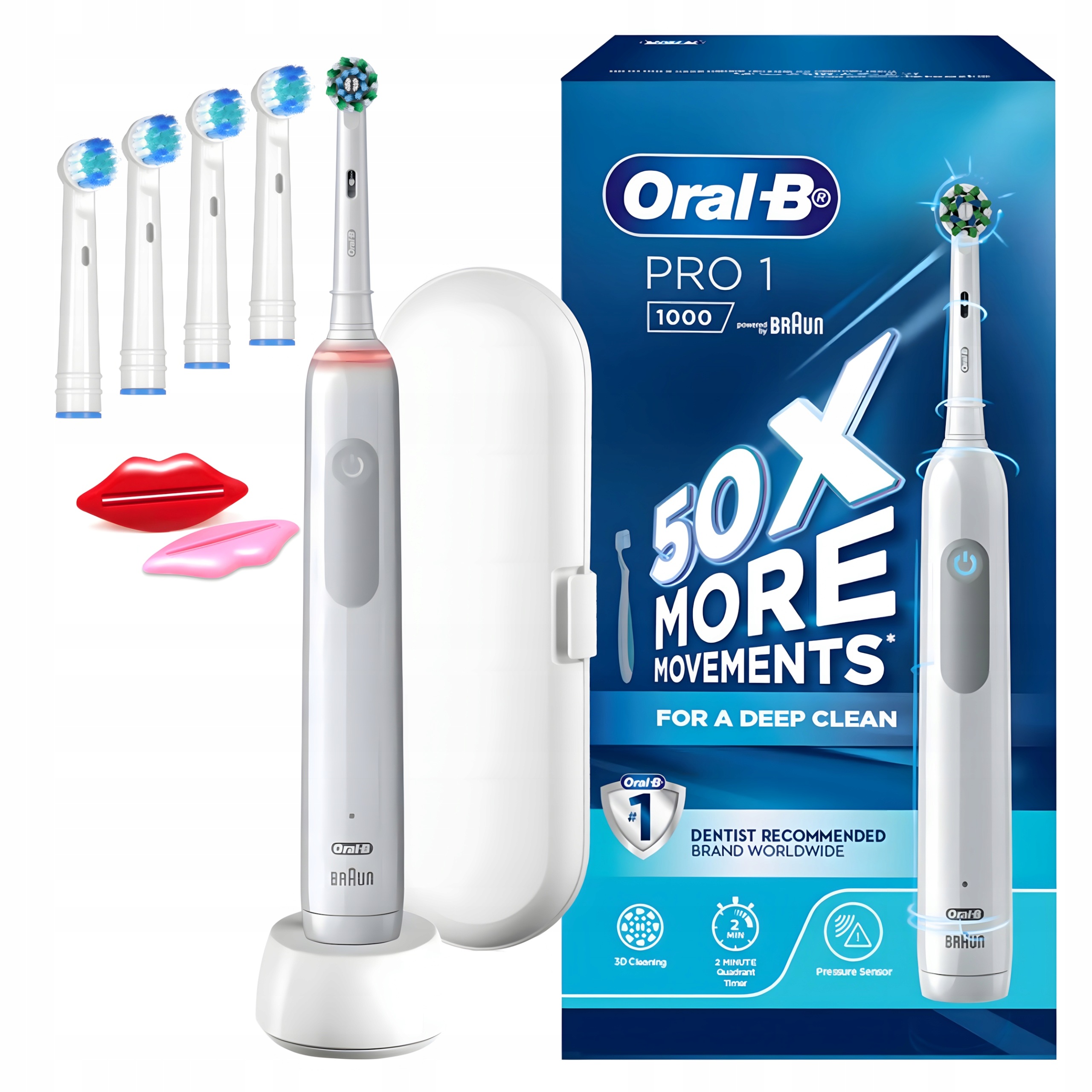 Zestaw, Szczoteczka Elektryczna do Zębów Oral-B Pro Series 1 1000 Biała
