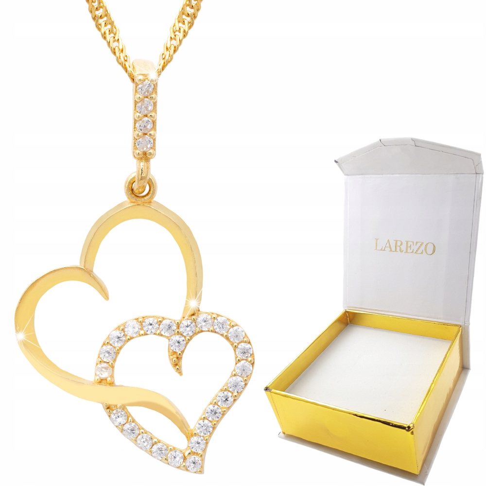 Zlatý náhrdelník Srdce v Srdíčku stříbro 925