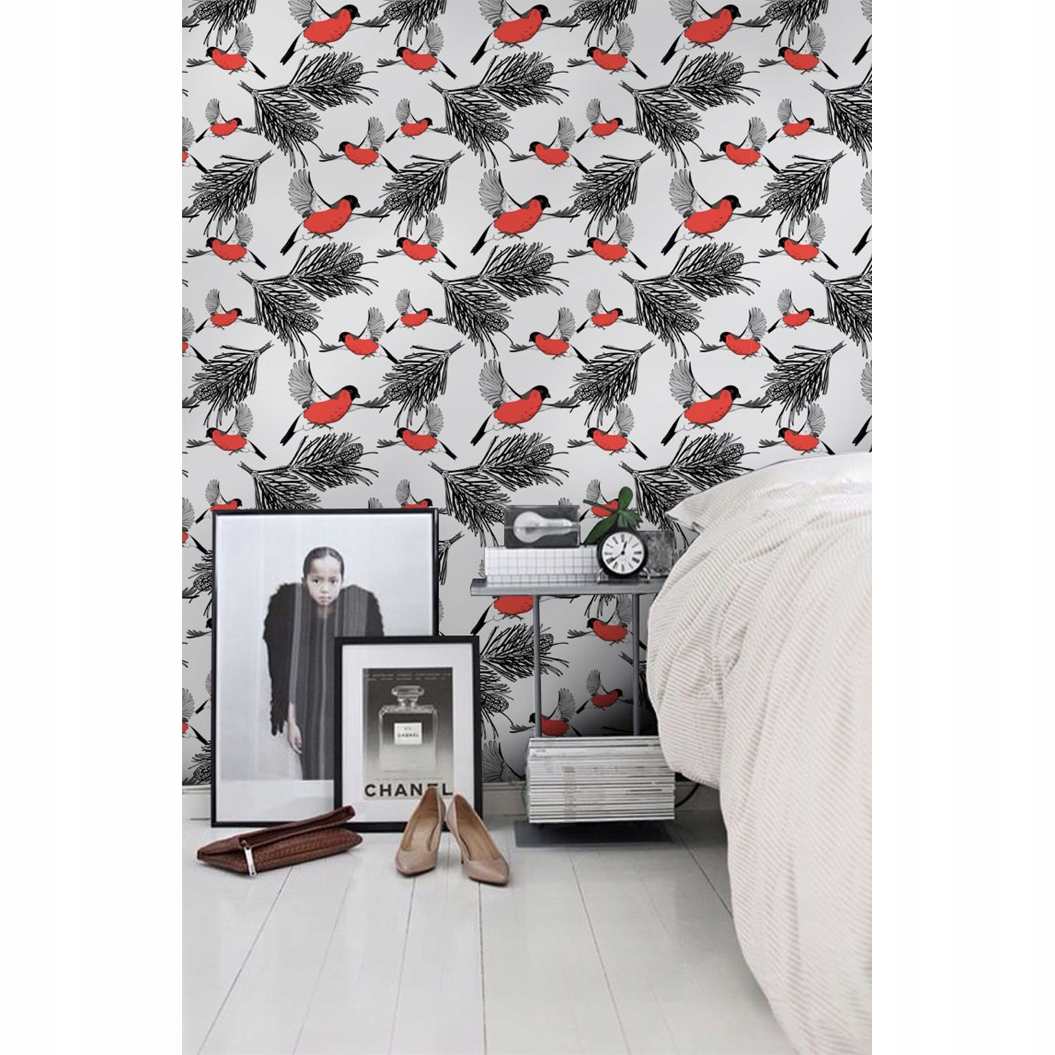 

Tapeta ścienna Czerwone gile w szyszkach 250x250cm