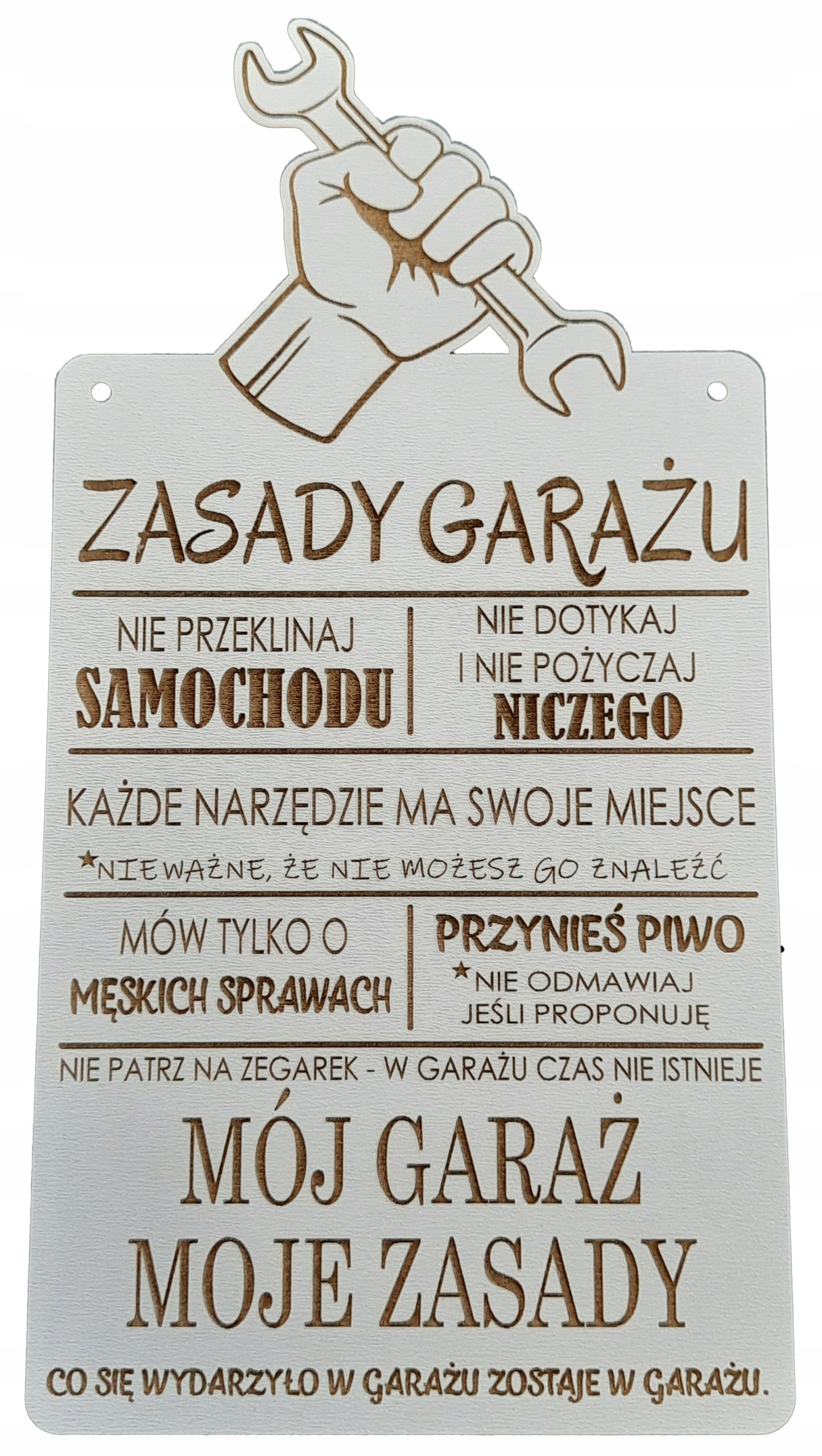 

Tablica Drewniana Zasady Garażu