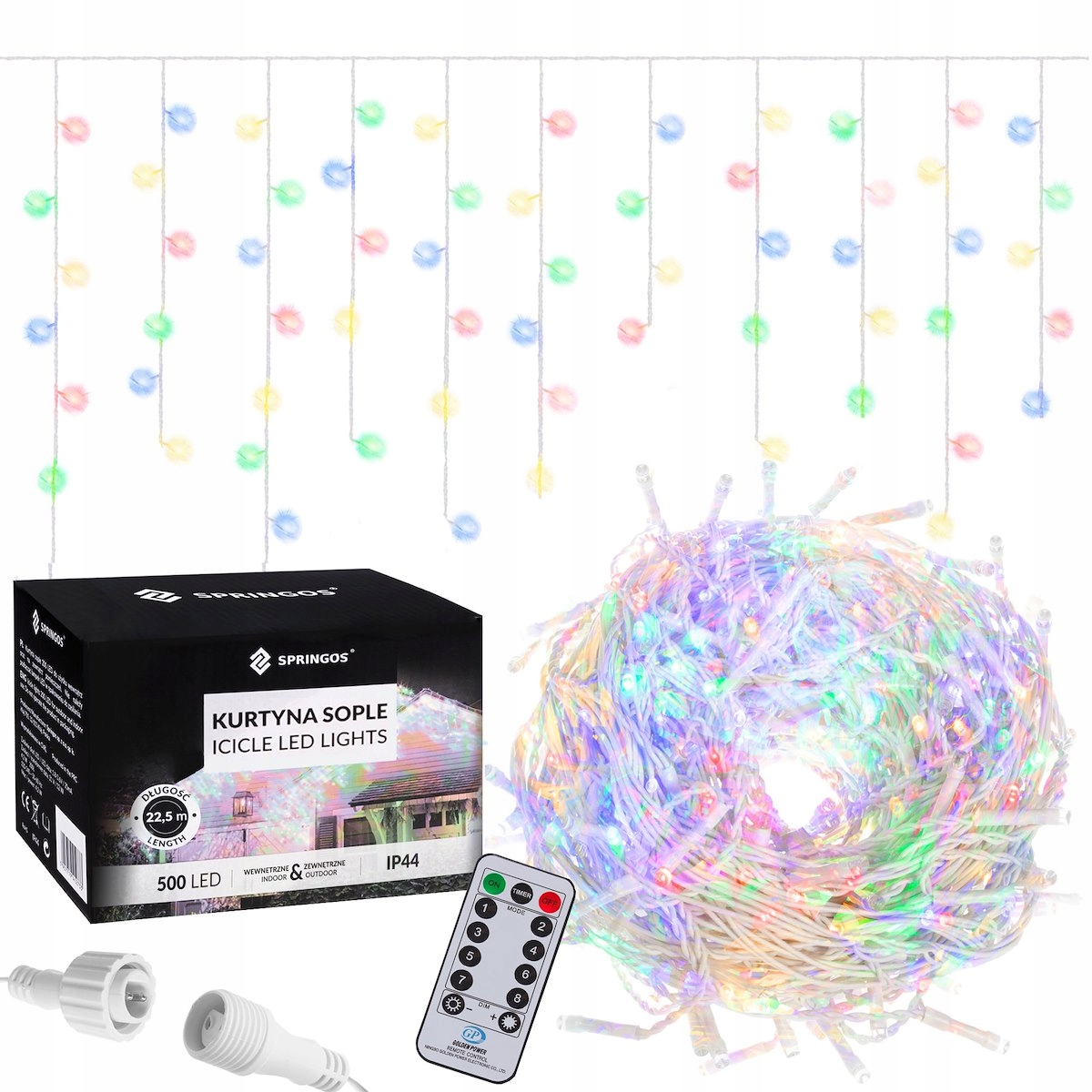 

Lampki Zewnętrzne 1000LED IP44 Sople Multi 45m
