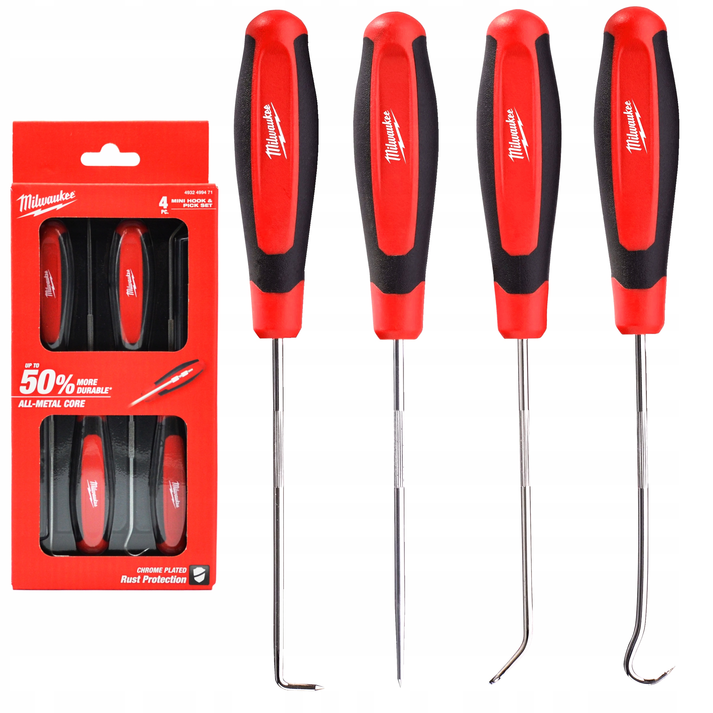 Zestaw Haków Haczyków Długich Z Rękojeścią 4 El Klucze Hakowe Milwaukee