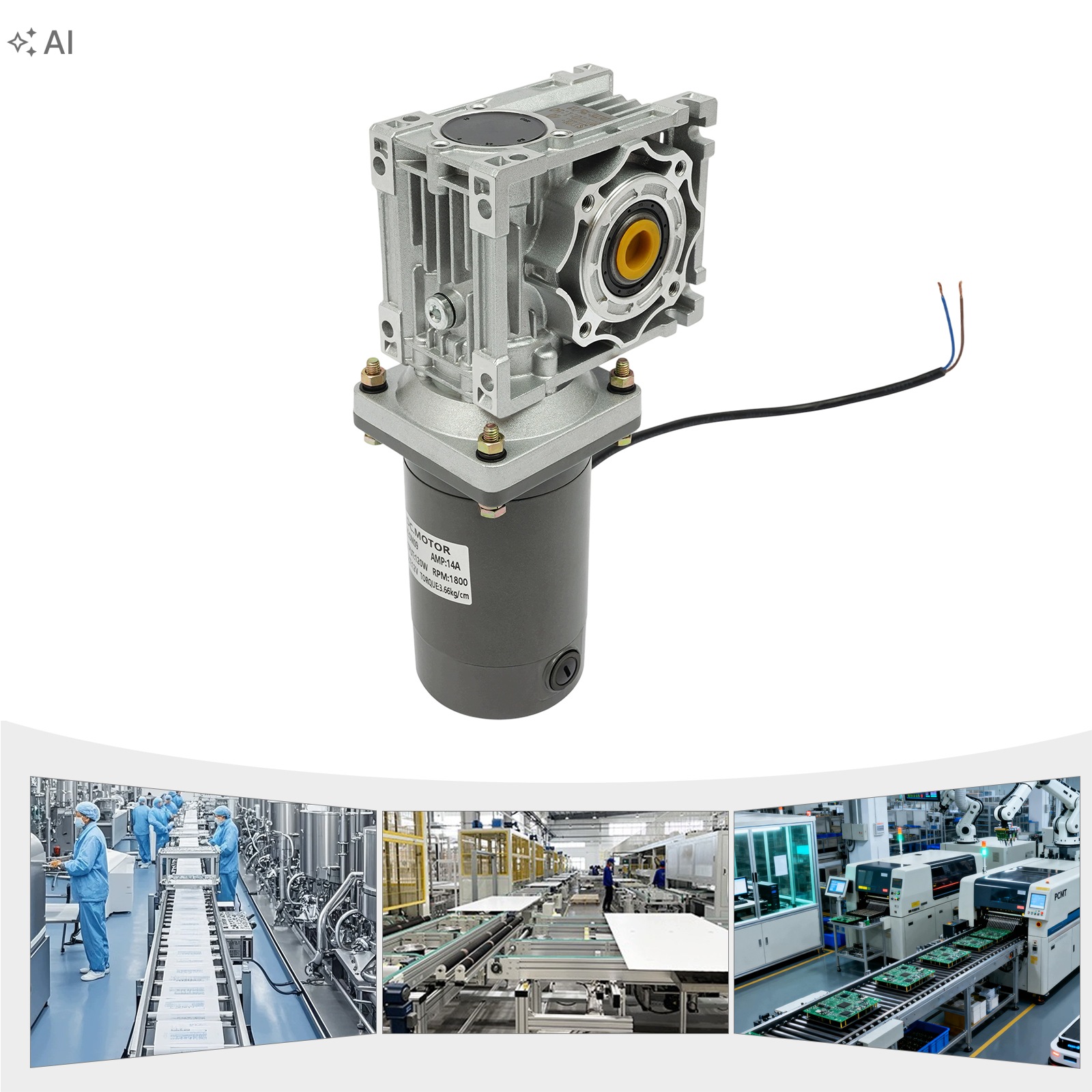 Motor S Šnekovou Převodovkou 120 W, Regulace Otáček (12V DC)