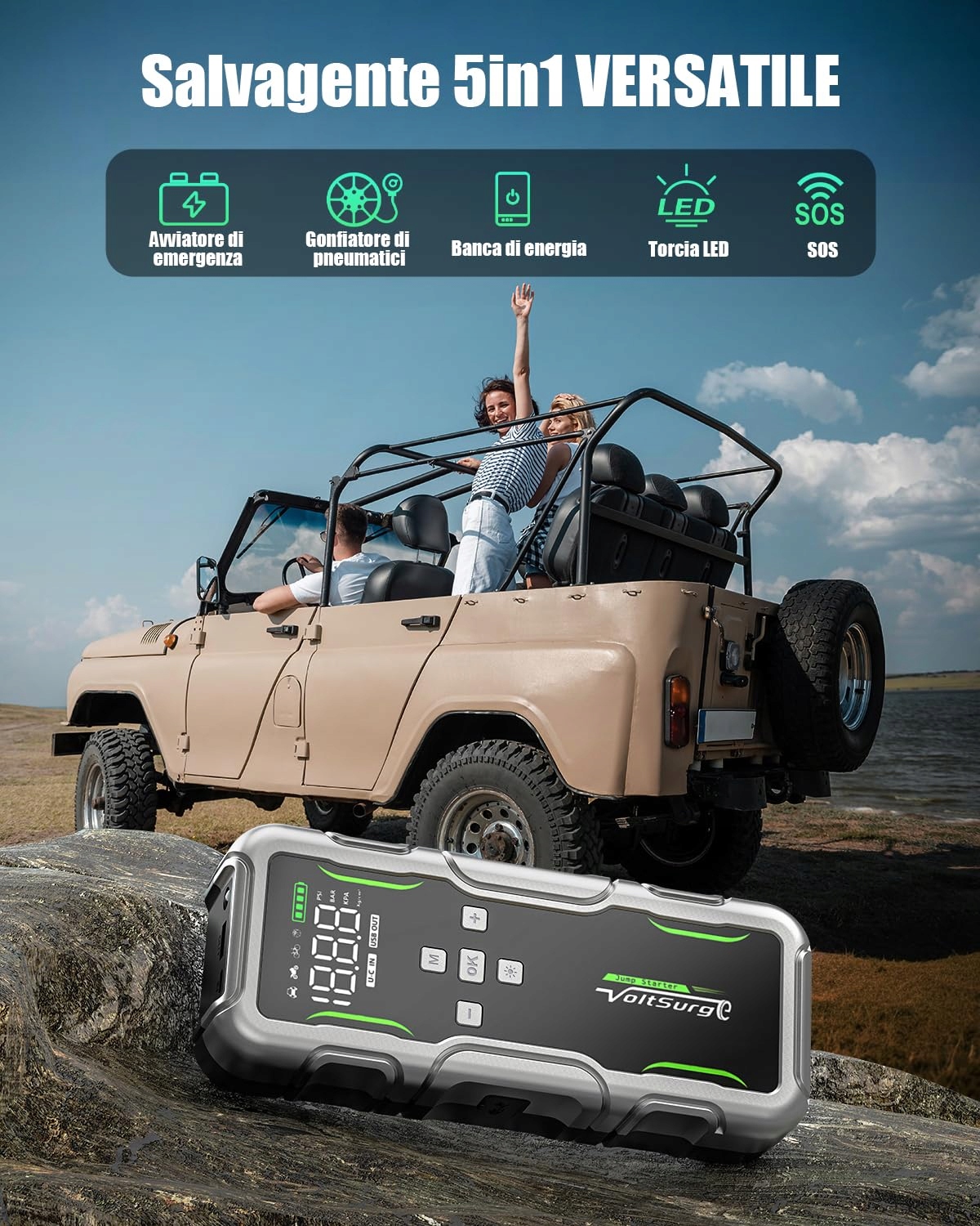 VOLTSURGE Powerbank 160PSI Kompresor do Samochodów 12V LED — miniatura 6