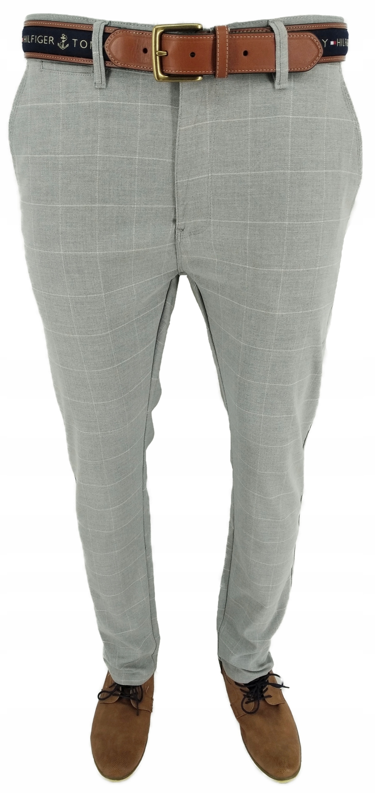 SPODNIE MĘSKIE ELEGANCKIE 24C KRATĘ W32 84-86 CM Marka inna