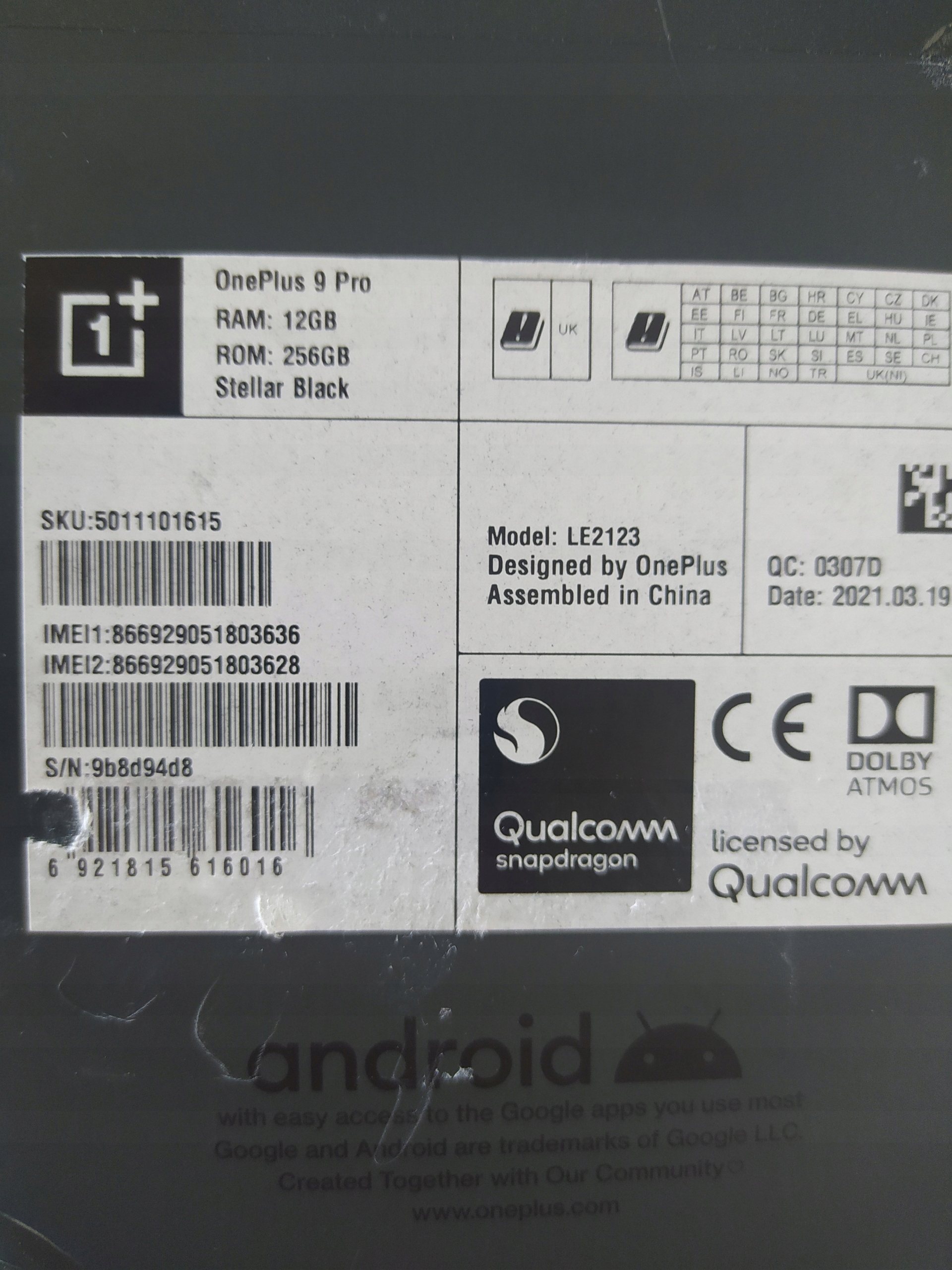 Smartfon OnePlus 9 Pro 12 GB / 256 GB czarny Marka telefonu OnePlus