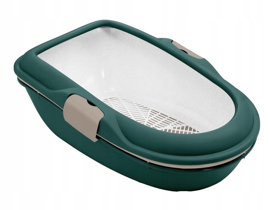 Levně Samočistící kočičí toaleta se sítkem pro kočky Furba zelenohnědá 59x39x22 cm