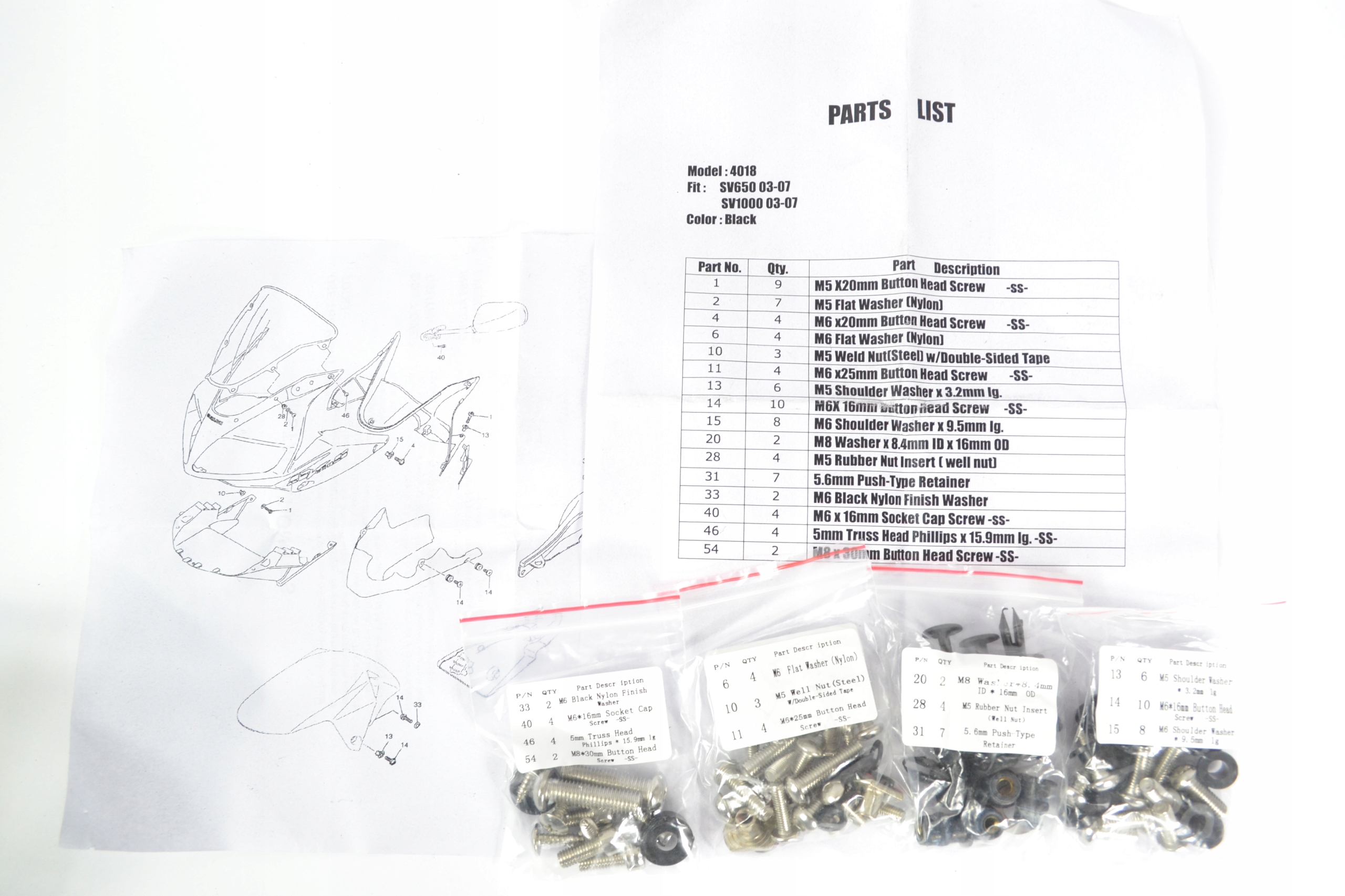 SV6500309 - Suzuki SV 650 SV 1000 03-09-болты обтекателя KPL