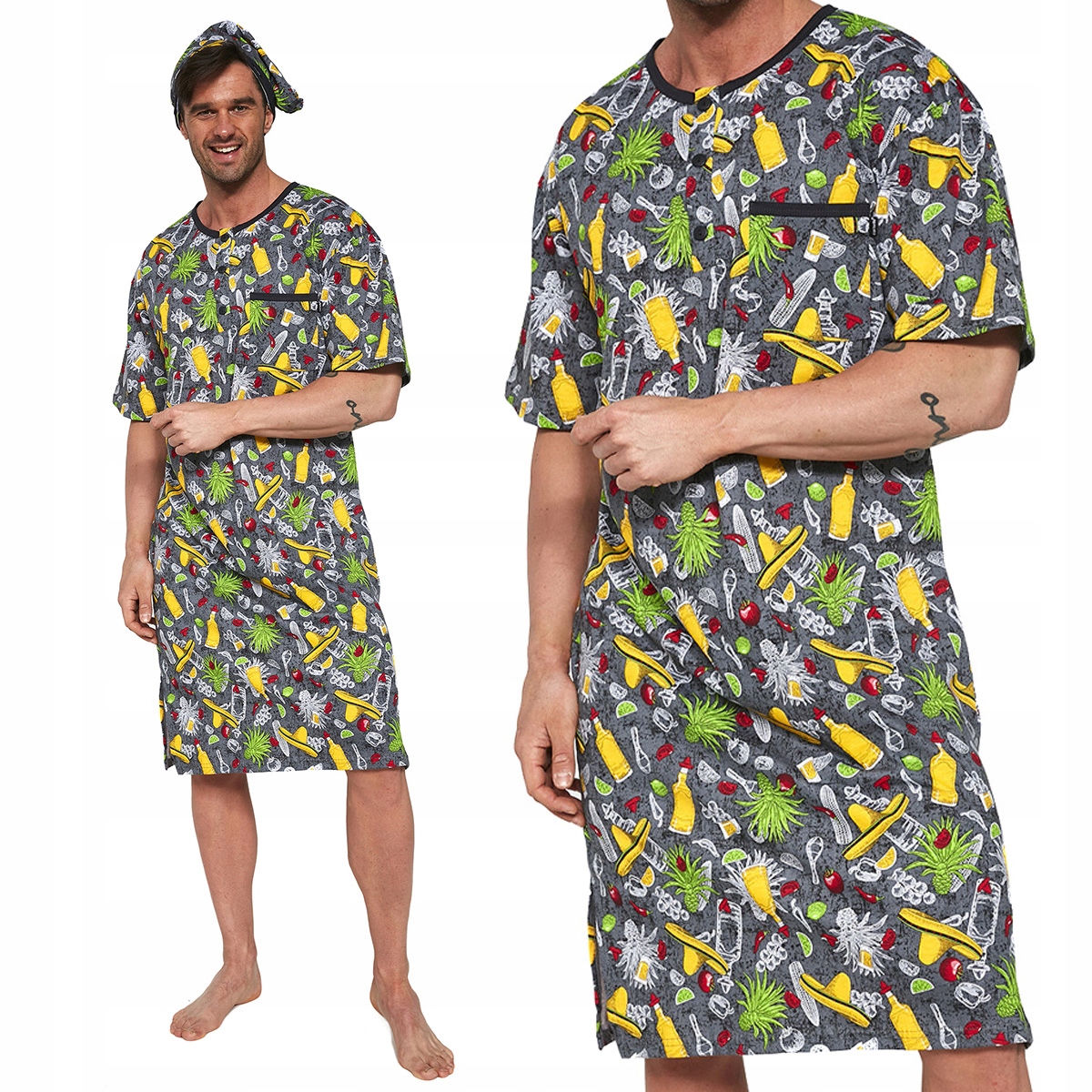 

Męska koszula nocna + szlafmyca Cornette r XL