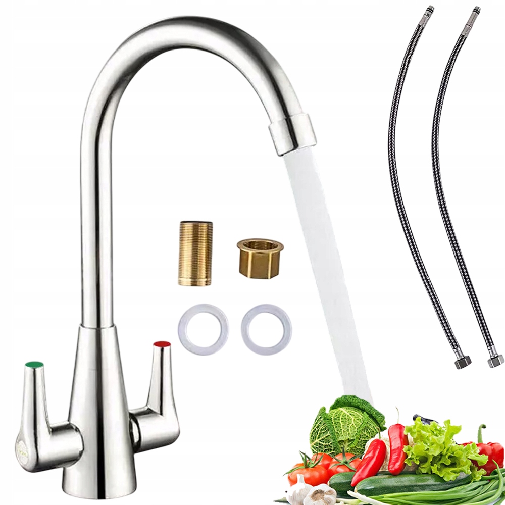 Kuchyňská Baterie S Dvojitou Baterií Pro Dřez A Kuchyň S Pákou, Chrom