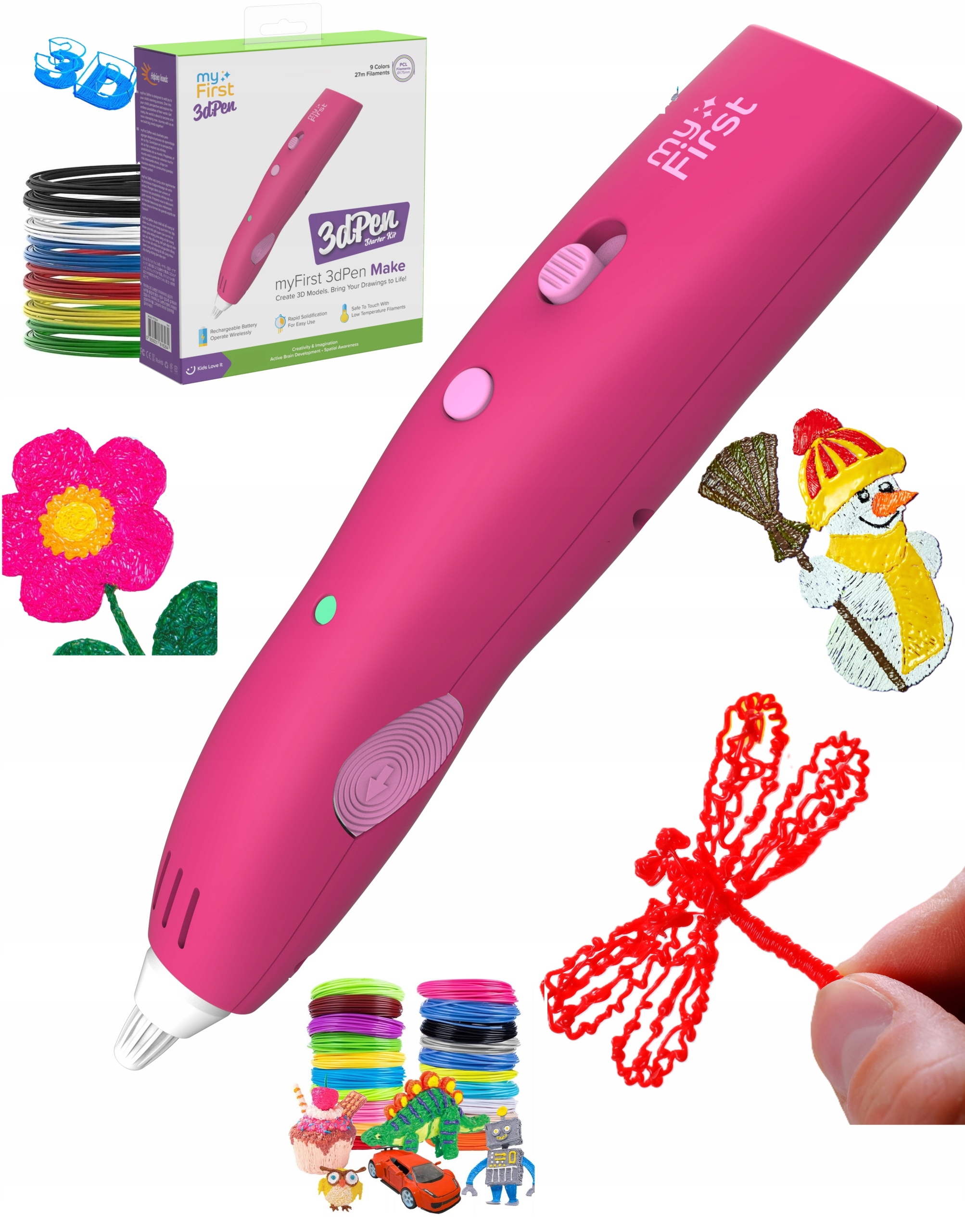 3D Pen MyFirst pro děti Akumulátor Propiska 9 náplní po 3 m