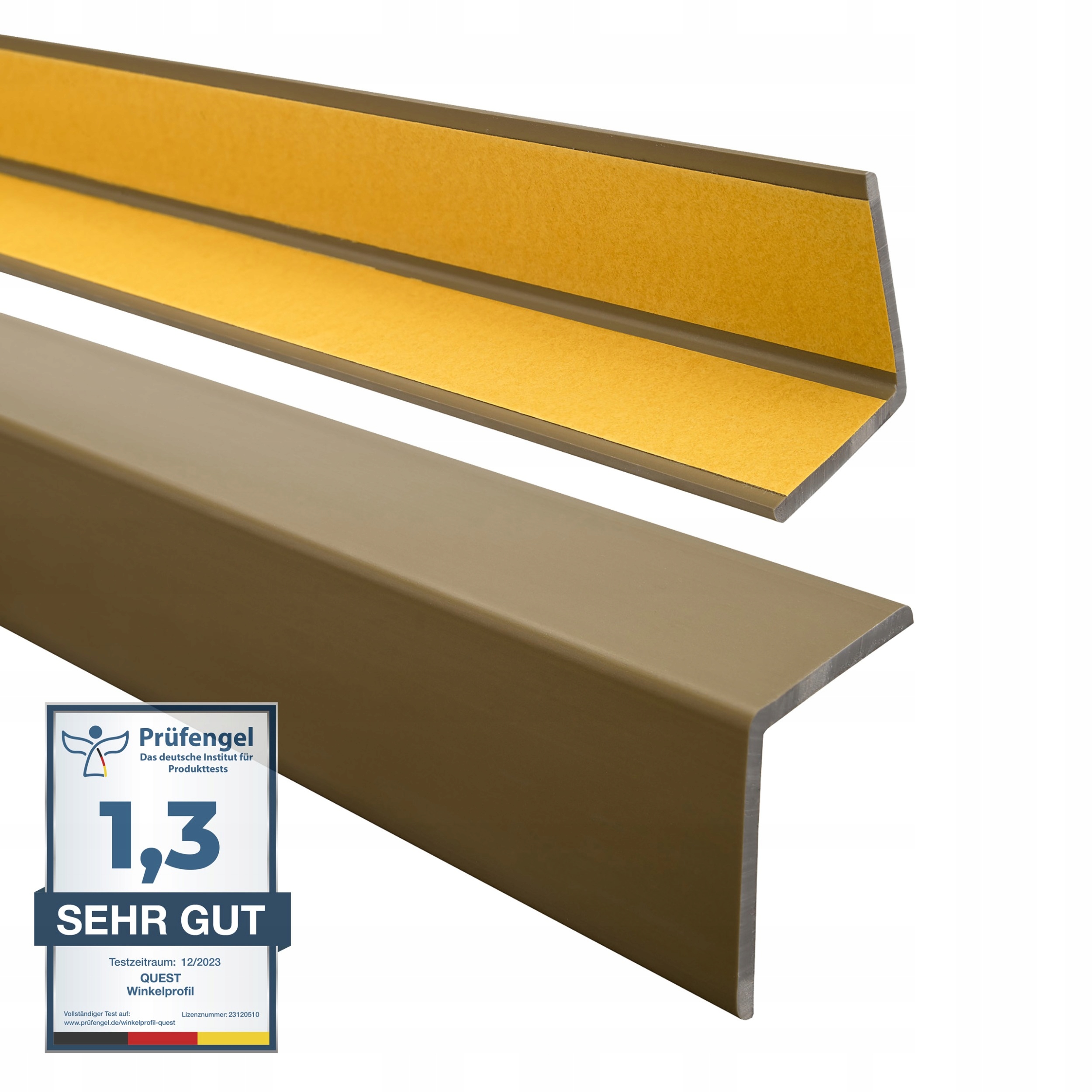 Mäkký uholník z Pvc, ochranný, samolepiaci, mosadz, 40x40 mm, 90 cm